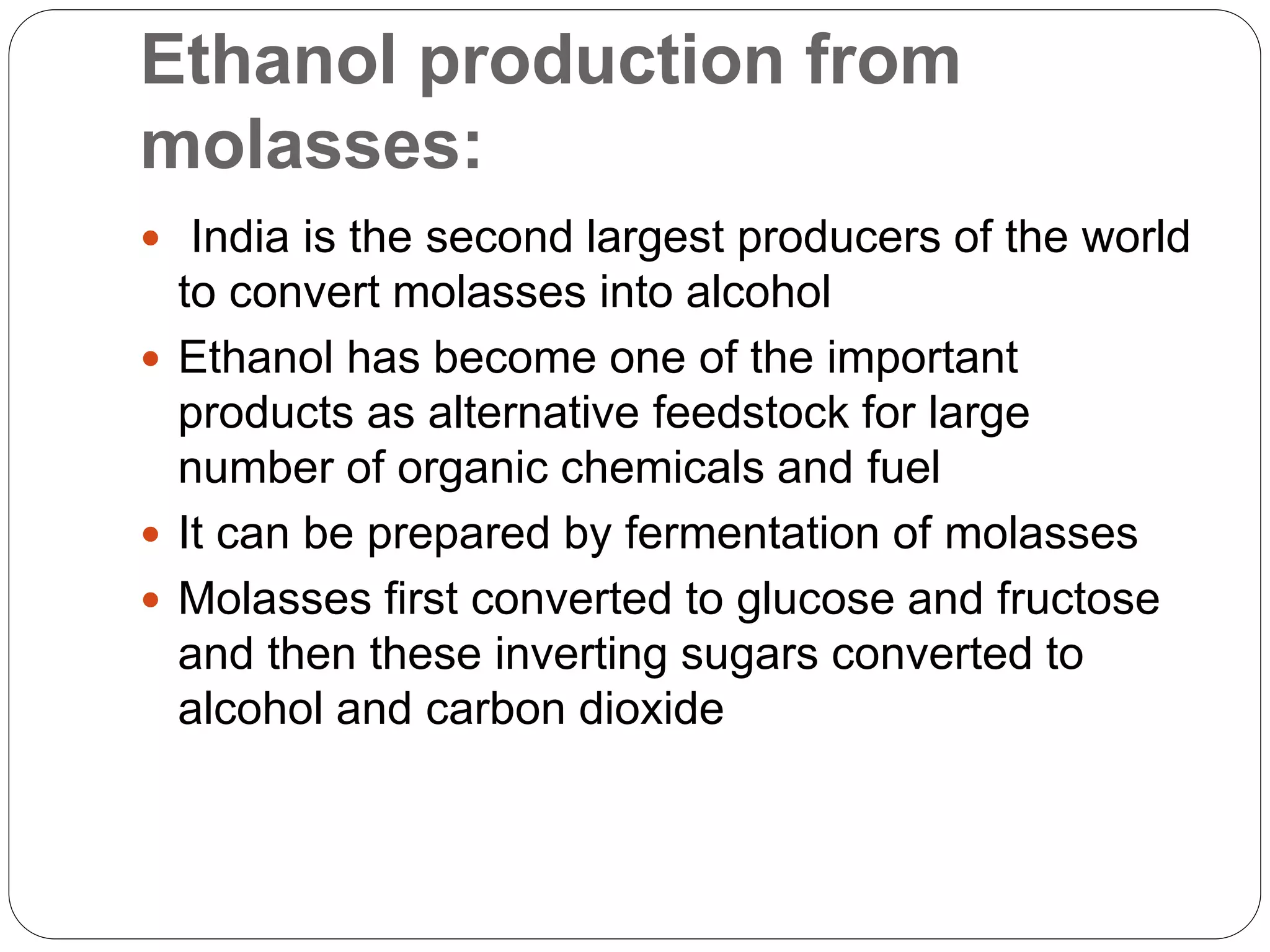 Molasses and ethyl Alcohol production From Molasses | PPTX