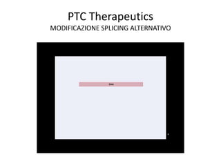 Tecnologia splicing
esone
introne
RNA splicing
Splicing alternativo
Efficace nel ridurre HTT mutate in topi transgenici co...
