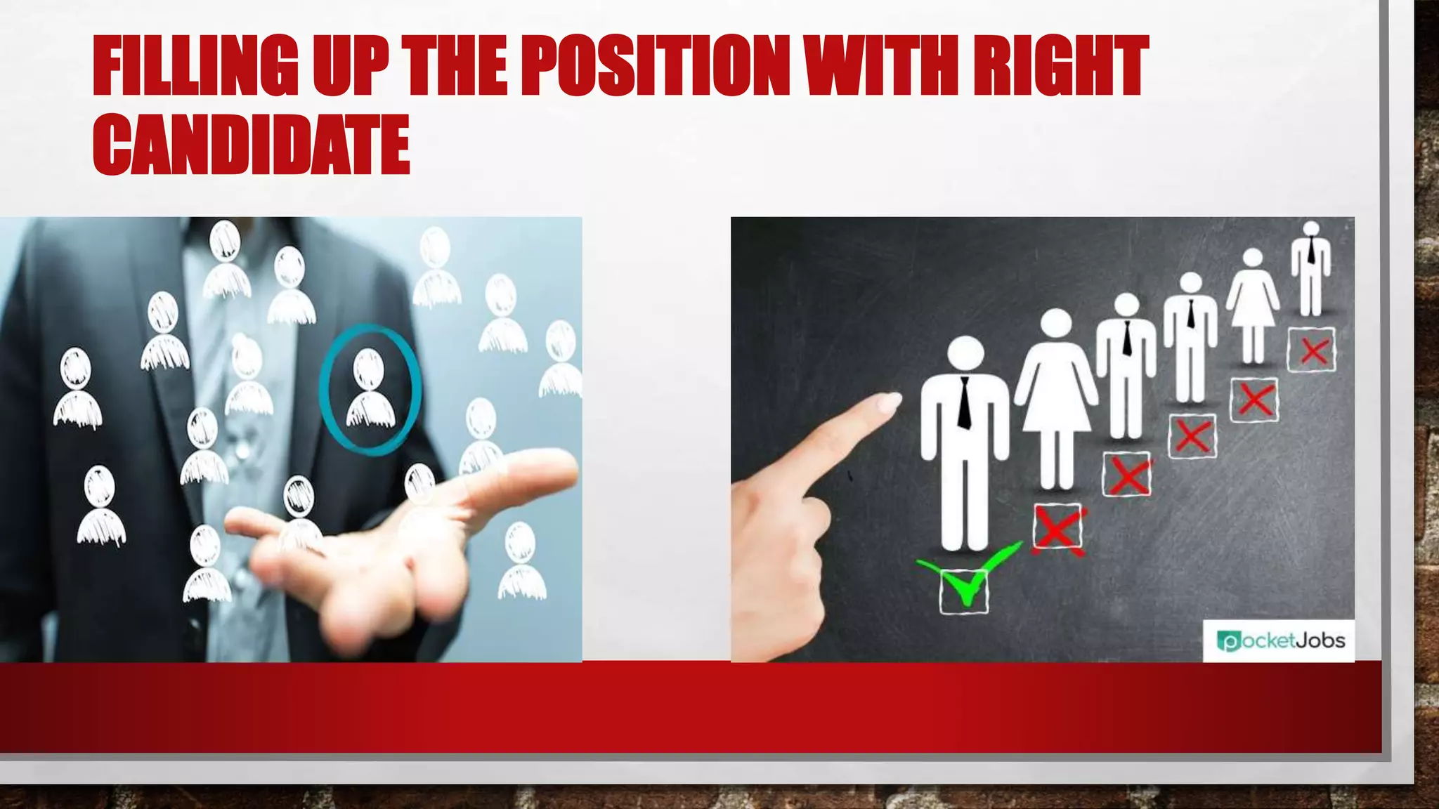 FILLING UP THE POSITION WITH RIGHT
CANDIDATE
 