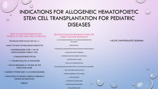 HEMATOPOIETIC STEM CELL TRANSPLANTS IN PEDIATRIC by DR ABHIJEET MANOHAR ...