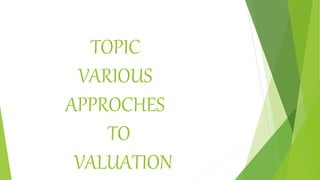 TOPIC
VARIOUS
APPROCHES
TO
VALUATION
 