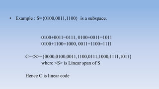 linear codes and cyclic codes | PPT