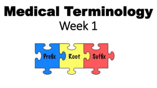 Medical Terminology
Week 1
 