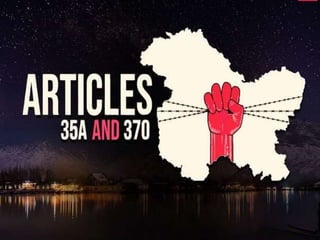 Article 370
 J&K citizens have dual citizenship.
 J&K lagislative assembly’s term is 6 years.
 It allows to established...