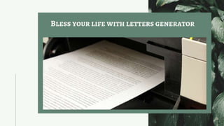 Bless your life with letters generator 