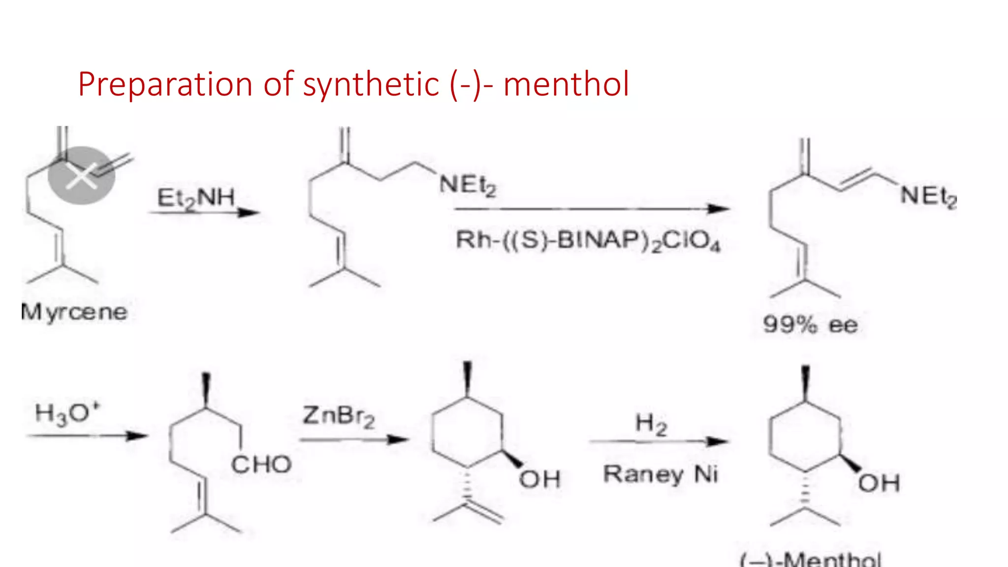 Preparation of synthetic (-)- menthol
 