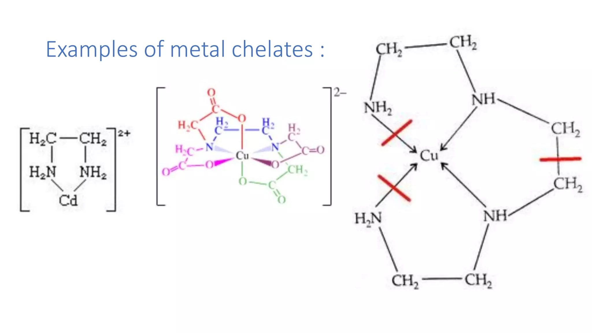 Examples of metal chelates :
 