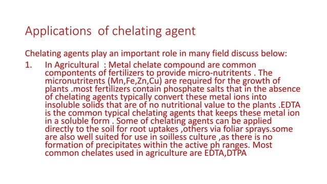 Chelating agents and it's application | PPTX