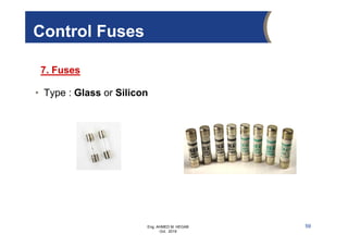Eng. AHMED M. HEGAB
Oct. 2019
• Type : Glass or Silicon
7. Fuses
59
Control Fuses
 