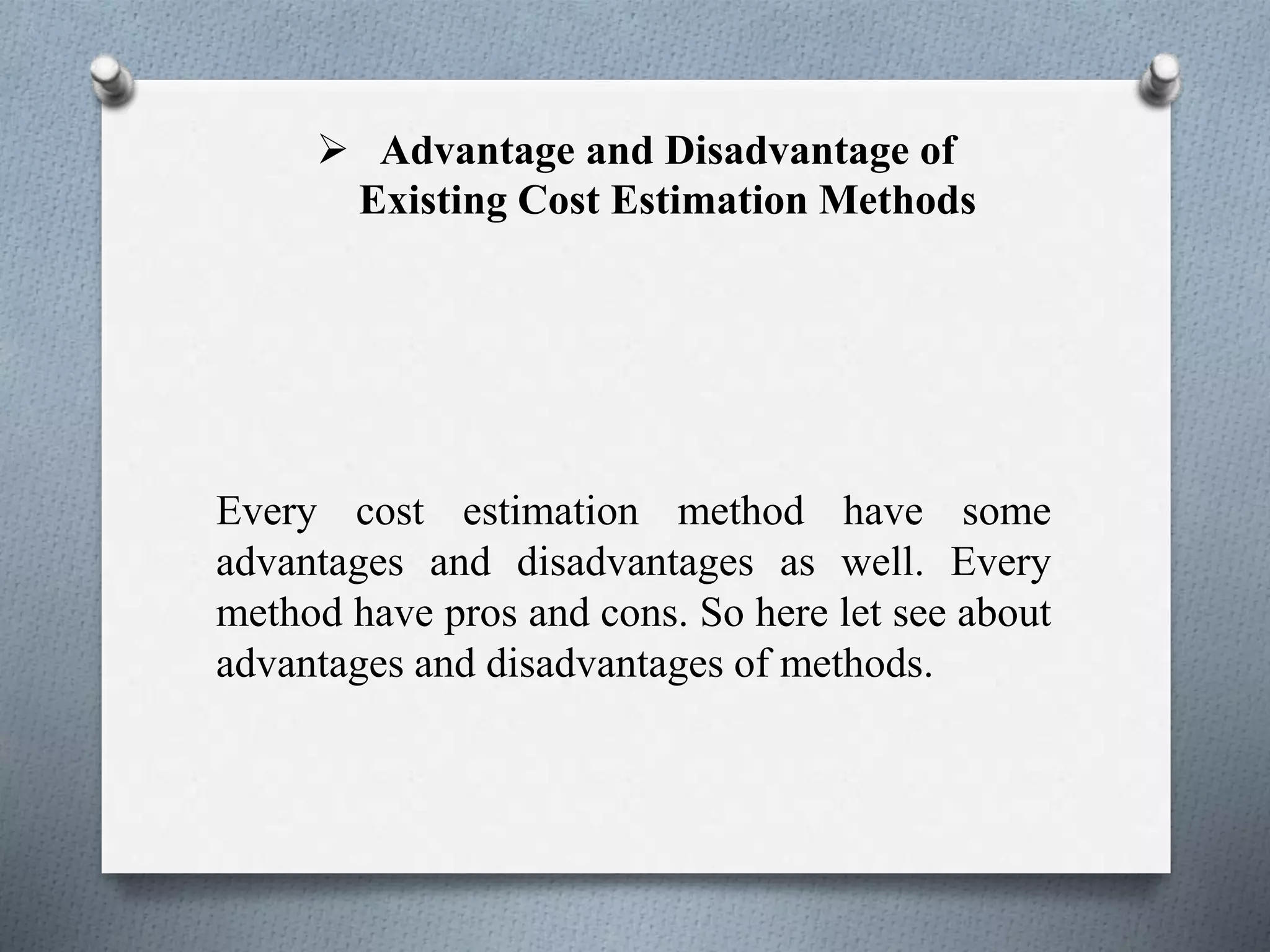 Cost Estimation methods | PPT