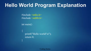 5.Hello World program Explanation. ||C Programming tutorial. | PPT