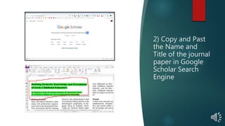 How to find the missing volume number, name of research journal, and ...