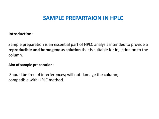 Sample Preparation In Hplc Pptx