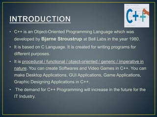 Basics of c++ Programming Language | PPT