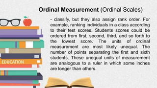 Ordinla Measurement Examples Assessment of Learning | PPTX