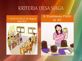 KRITERIA DESA SIAGA
7. PERATURAN di tingkat
desa/kel
8. Pembinaan PHBS
di RT
 