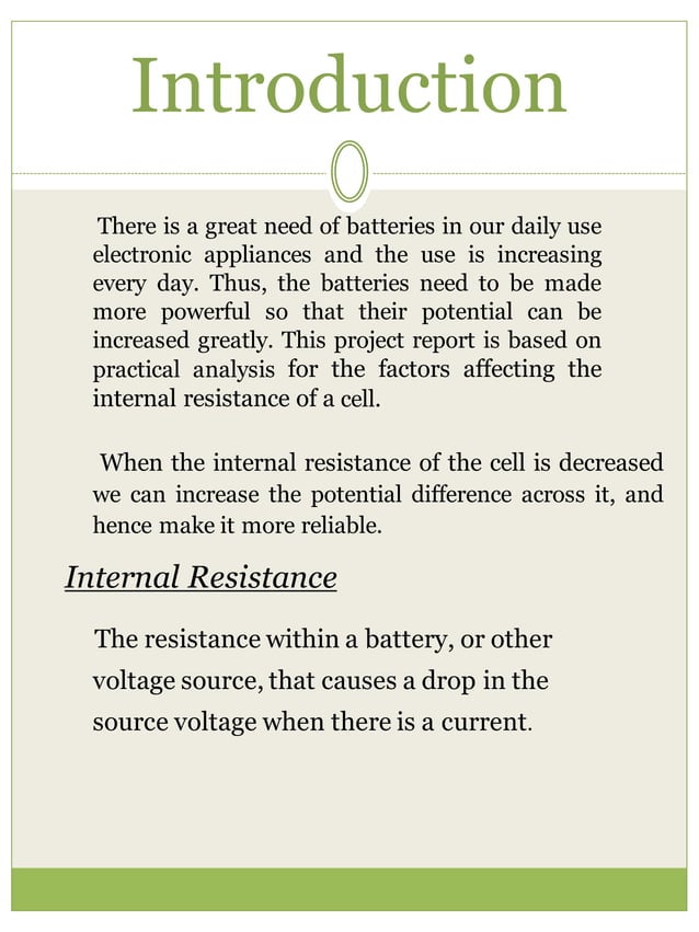 Physics investigatory project on different emf of cell | PPTX