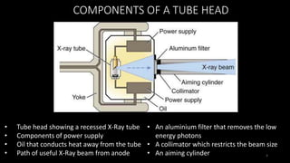 Label the components of the dental x-ray tubehead