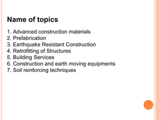 Advanced construction materials | PPTX