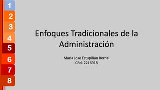 Enfoques Tradicionales de la
Administración
Maria Jose Estupiñan Bernal
Cód. 2216918
 