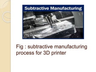 Fig : subtractive manufacturing
process for 3D printer
 