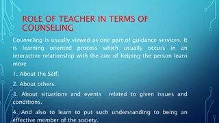 Role of a teacher in counseling celling | PPTX
