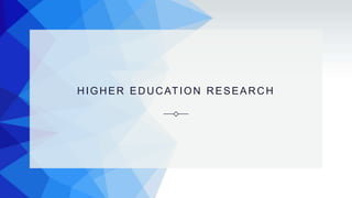 HIGHER EDUCATION RESEARCH
 