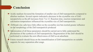 Parameters affecting synthsis of ZnO nanoparticles