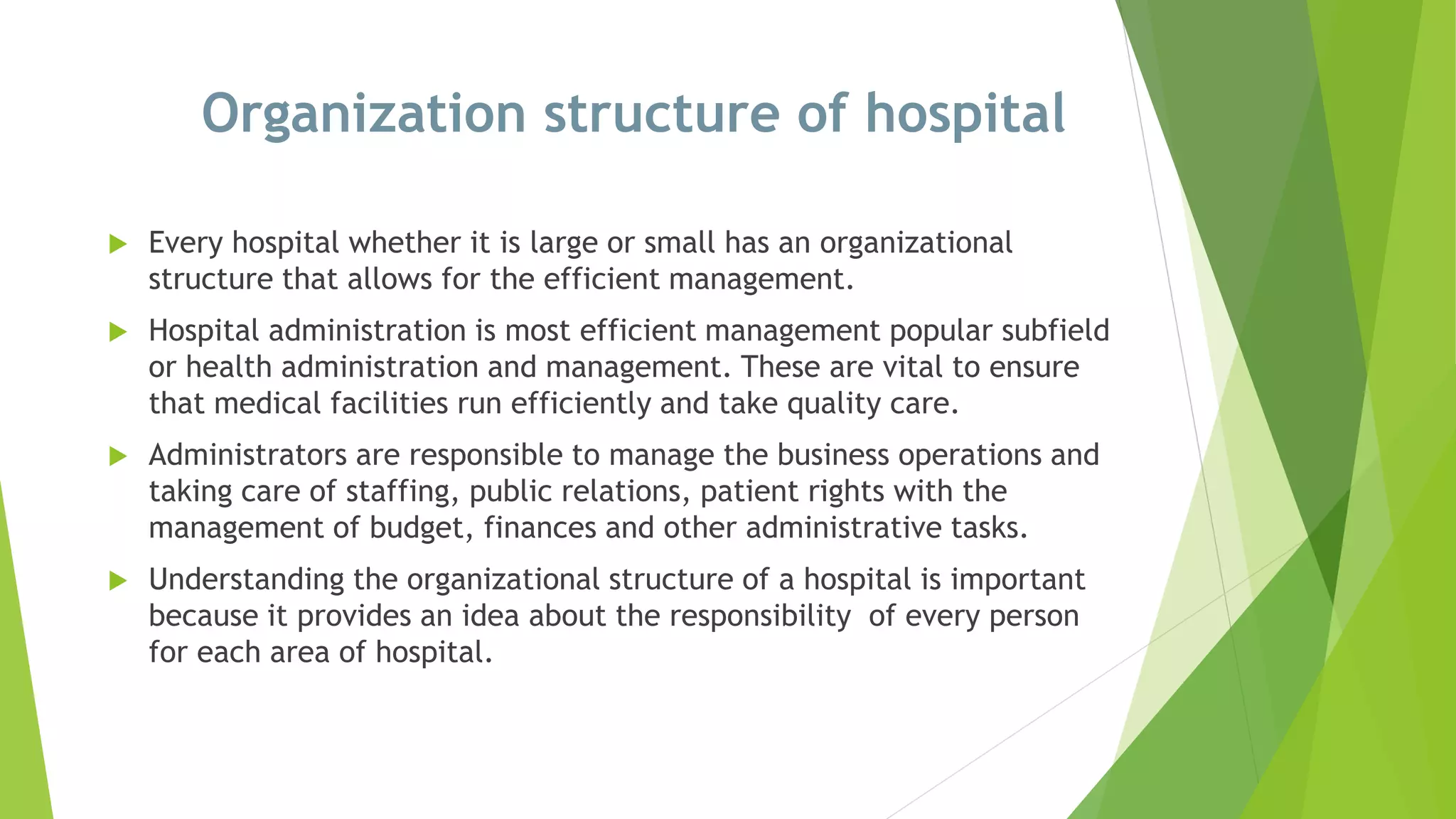 organization structure of hospital | PPT