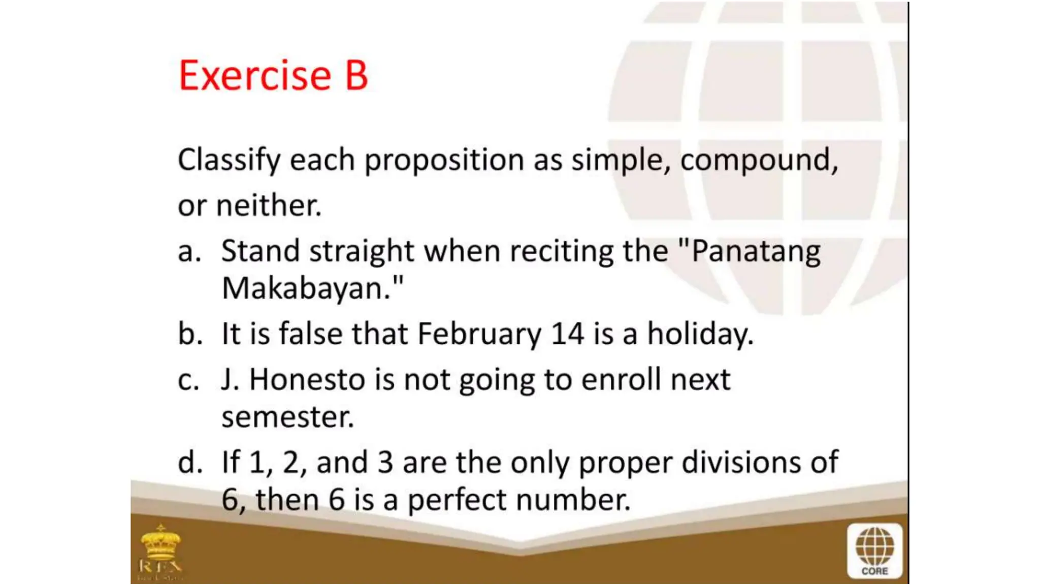 proposition and symbols - GENERAL MATHEMATICS