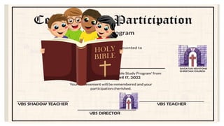 Vacation Bible School Certificate Template Editable | PPTX