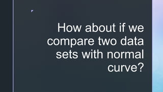 z
How about if we
compare two data
sets with normal
curve?
 