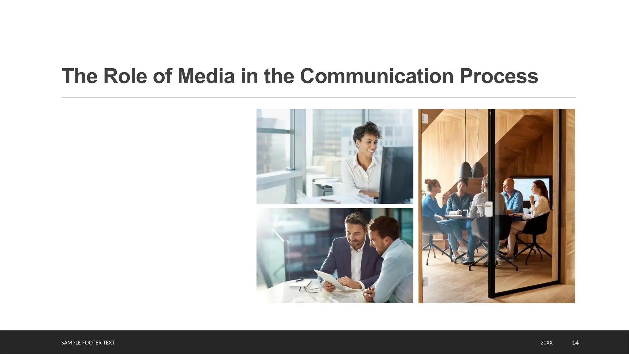 The Role of Media in the Communication Process
SAMPLE FOOTER TEXT 20XX 14
 