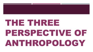 THE THREE
PERSPECTIVE OF
ANTHROPOLOGY
 