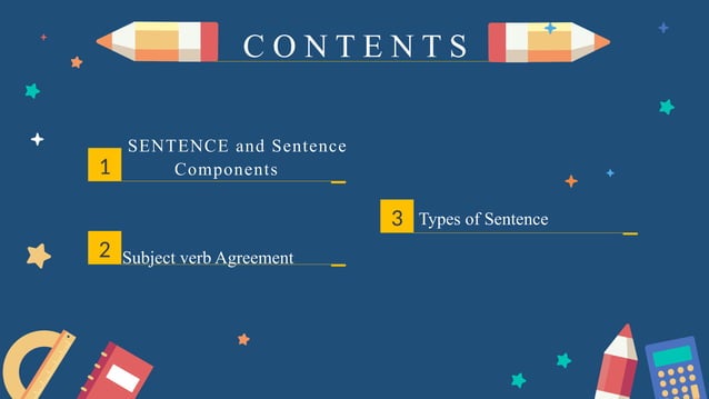 sentence, sentence components , and subject verb agreement | PPT