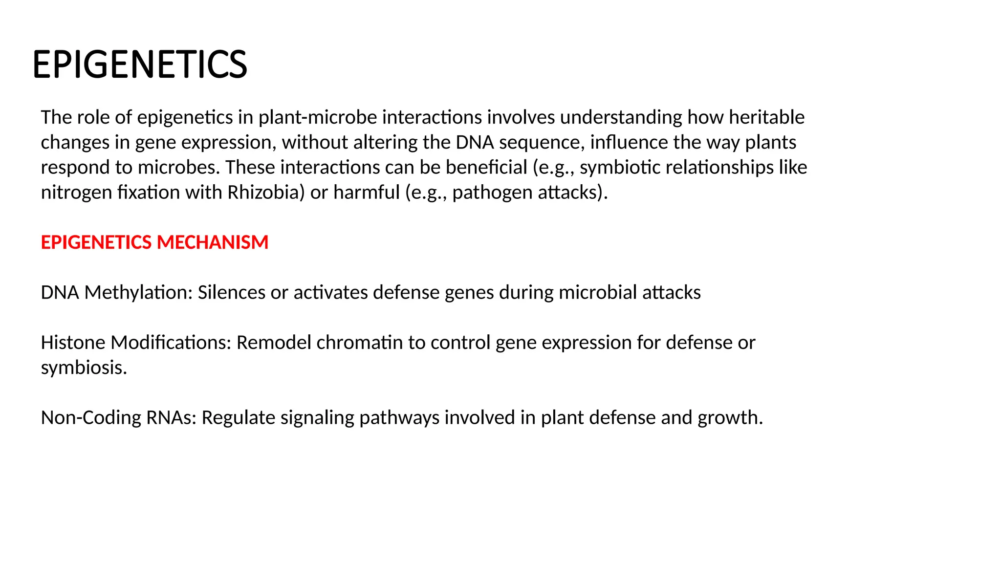Role of epigenetics in plant microbe interaction | PPTX