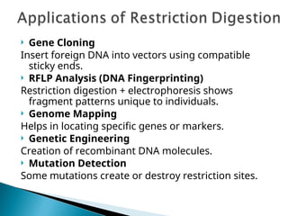 Dna Vector Restriction Pattern Restriction digestion of DNA for students of undergraduate and post ...