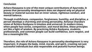 Presentation on role of Aachara Rasāyana | PPTX