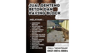Block Jalan Raya Paving Block Jalan Murah dengan Ketahanan Tinggi dan Desain Elegan | PDF
