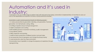 Ai and Automation in Pharmaceutical Industry. | PPTX