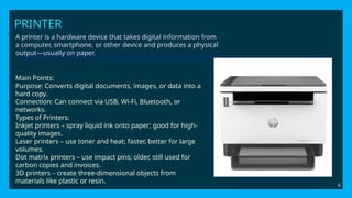 basic of computer and his input and output devices | PPTX
