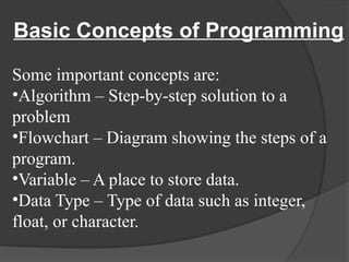 Comprehensive Introduction to Programming Fundamentals and Tools | PPTX