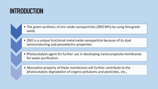 Green Mediated Synthesis of Nanomaterials for Wastewater Treatment ...