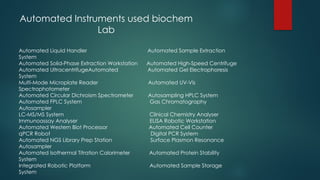Comprehensive Manual and Automated Biochemical Analysis of Blood and ...