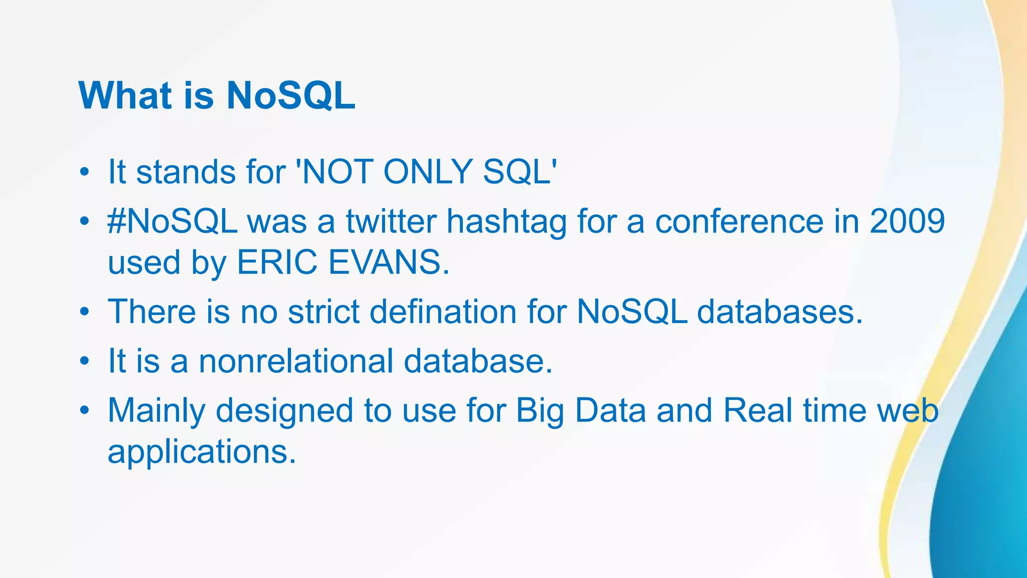 introduction to NOSQL Database | PPT