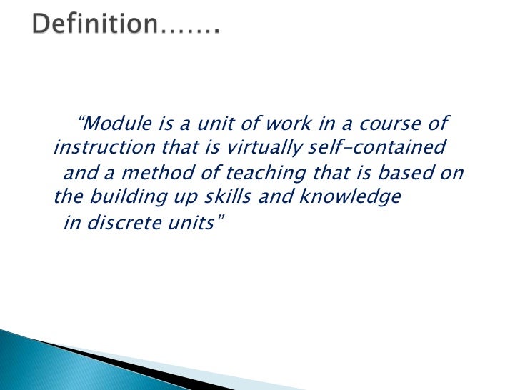 Presentation of modular approach