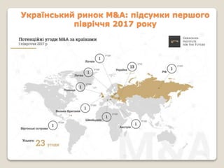 Український ринок M&A: підсумки першого
півріччя 2017 року
 