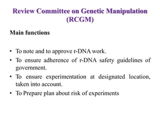 Rcgm Guidelines.pdf International and National guidelines regarding use of genetically ...