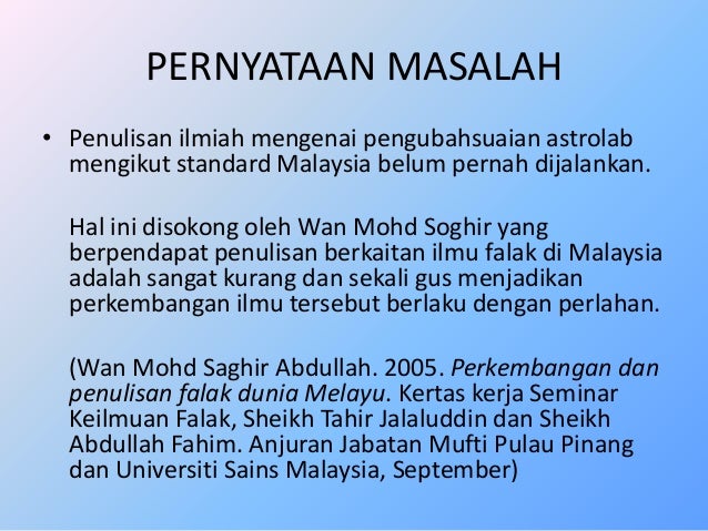 Pengubahsuaian Astrolab Mengikut Standard Malaysia Untuk Kegunaan Pen