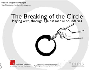 wey-han.tan@uni-hamburg.de
http://blogs.epb.uni-hamburg.de/metagames




             The Breaking of the Circle
              Playing with, through, against medial boundaries
 